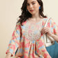 Beige & Pink Poly Crepe Digital Printed Top with Matching Bottom - Preeti