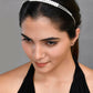 VOJ Silver Plated Pearl Studded Double Layer Hairband | Swadesiicart