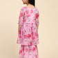 Alakhi Studio Girls Floral Georgette Printed V-Neck Kurta With Sharara - Pink