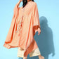 Ahalyaa Women's Peach Crepe Printed Kaftan Kurta | Swadesiicart