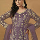 Pant Style Purple Embroidered Net Wedding Anarkali Suit - Emponline | Swadesiicart