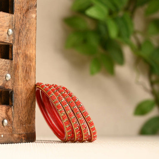 Afast Elegant Bridal & Wedding Party Fashion Bangle/Kada Set, Red, Glass, Pack Of 8 Model No- A36 - Afast Enterprises