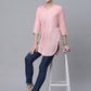 Ahalyaa Women Baby Pink Beautiful Pure Cotton Printed Tunic | Swadesiicart