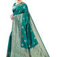 Vamika Banarasi Jacquard Weaving Green Saree (Siri Green) | Swadesiicart