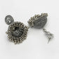 NVR Women's Set of 3 Silver-Toned German Silver Oxidised Dome Shaped Jhumka Earrings | Swadesiicart