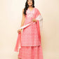 FIORRA Women's Peach Cotton Straight Kurta Palazzo Set With Dupatta - Swadesiicart