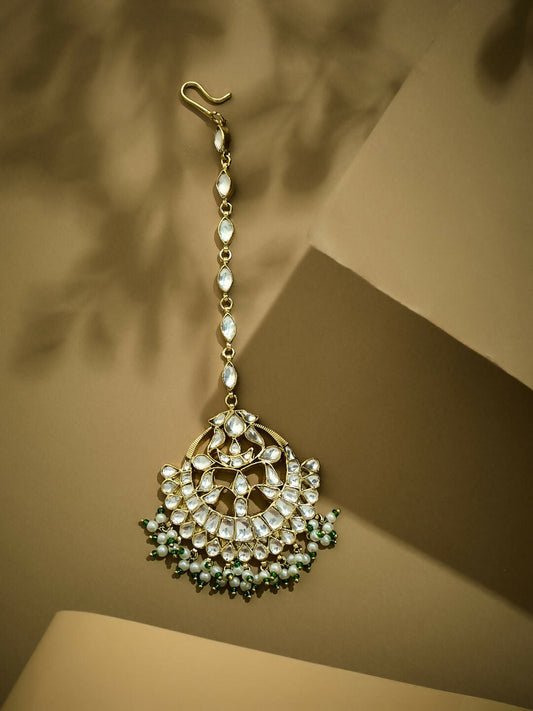 Nuyug 22K Gold-Plated Crystal & Pearl Studded Matha Patti | Swadesiicart