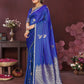 Joban Fashion Blue Floral Banarasi Silk Sarees | Swadesiicart