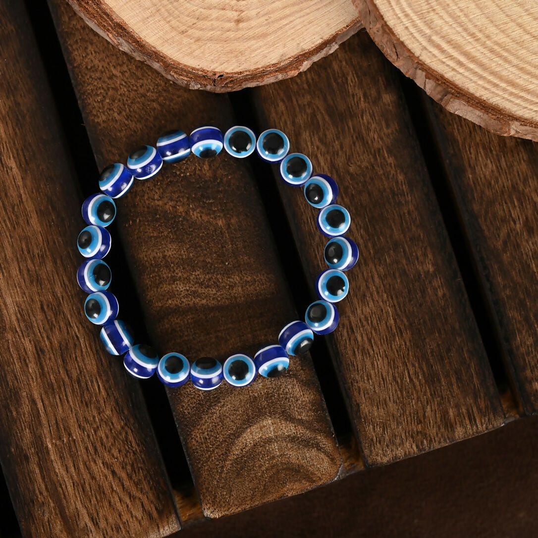 NVR Women & Men Blue Evil Eye Rakhi With Roli Chawal - Swadesiicart