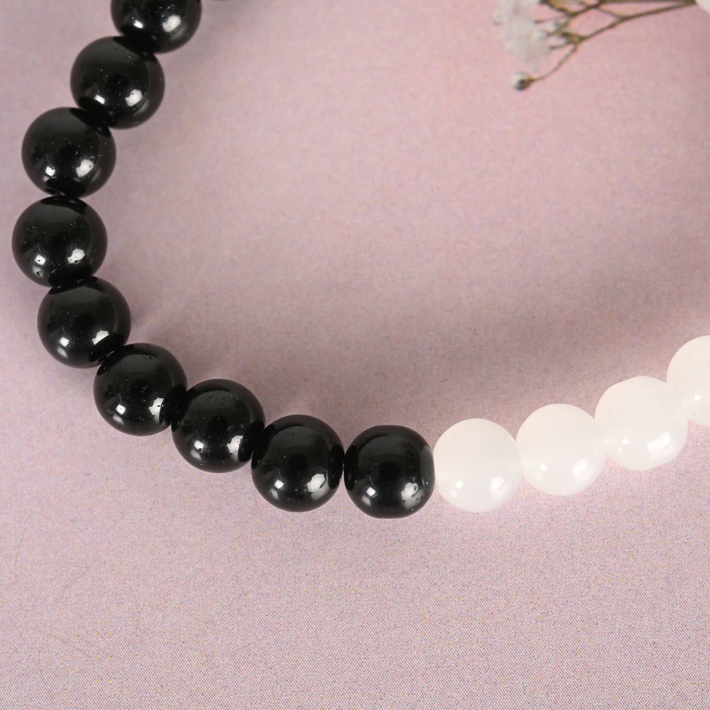 NVR Men & Women Black & White Marbel Crystal Elasticated Bracelet - NR Retail-NVR