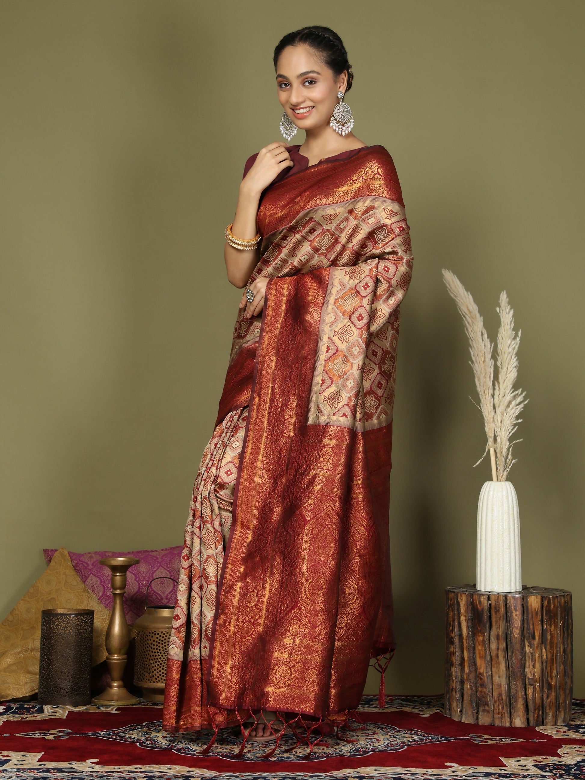 Shree Shyam Fashion Lichi Silk Cream Saree