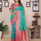 Joban Fashion Banarasi Turquoise Small Butti Soft Silk Saree | Swadesiicart