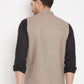 Even Apparels Beige Wool Men Woven Nehru Jacket | Swadesiicart