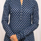 FIORRA Women's Floral Printed Navy Blue Cotton A-Line Kurta - Swadesiicart