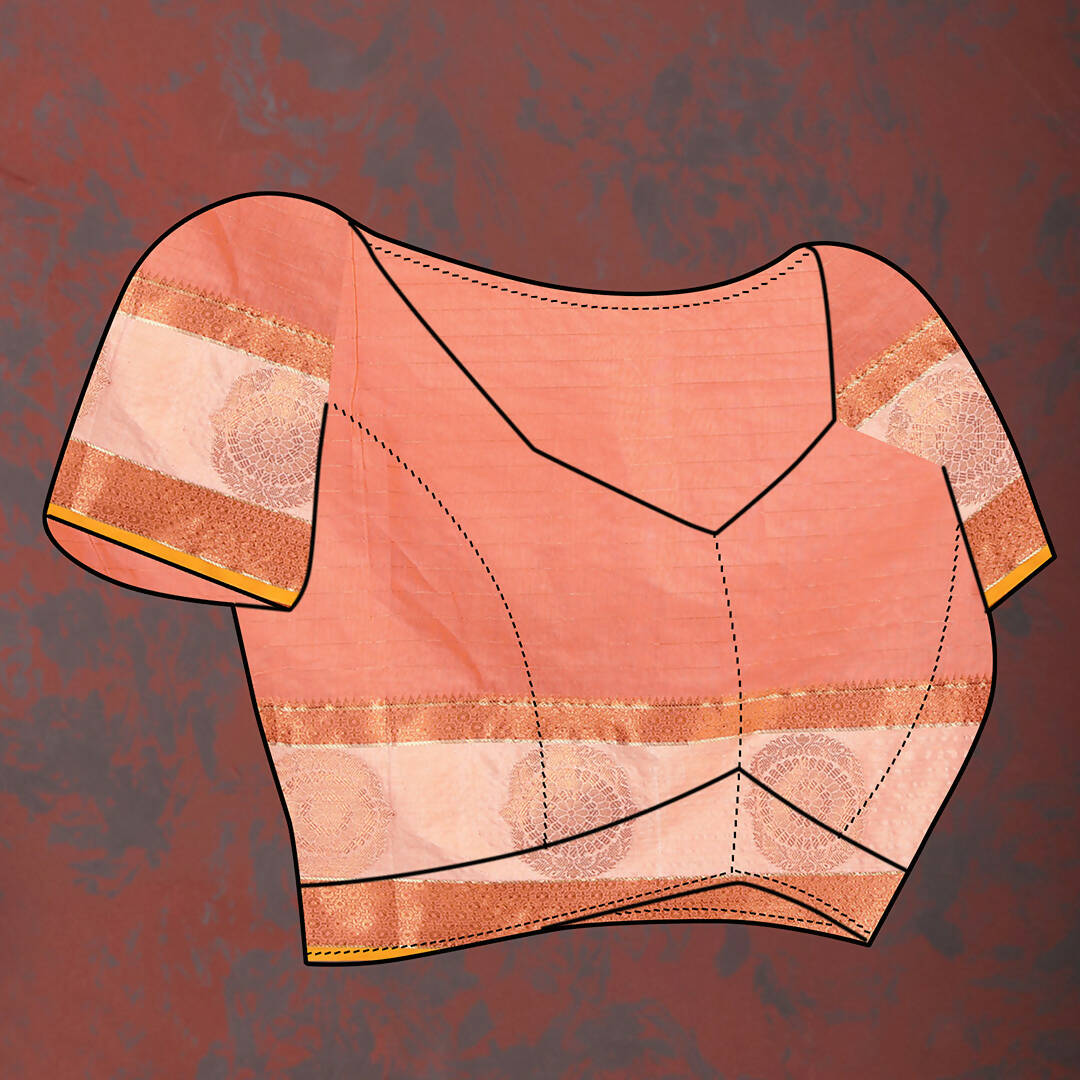 Lorenvalley Fashion Peach Cotton with Woven Design Zari Weaving Saree - Swadesiicart