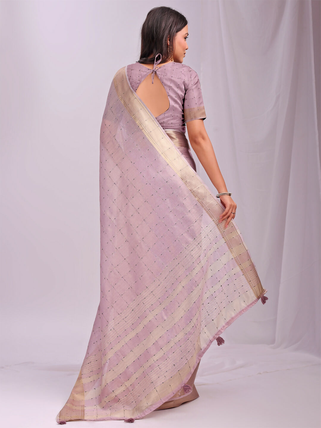 Shree Shyam Fashion Organza Light Pink Saree