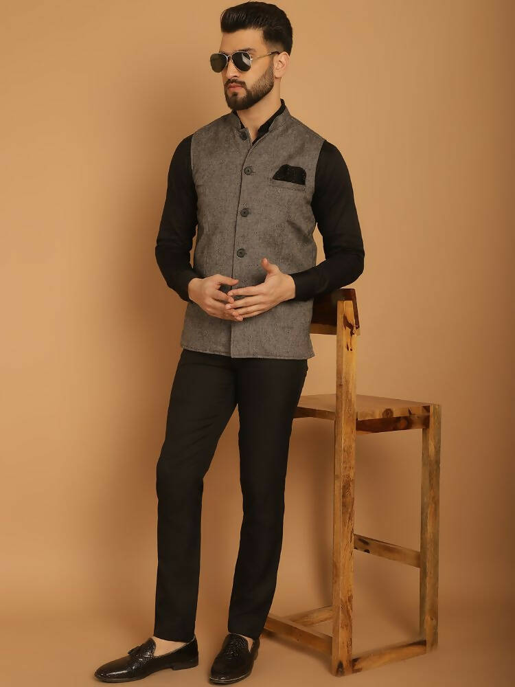 Even Apparels Pure Wool Nehru Jacket - Grey | Swadesiicart