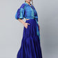 Ahalyaa Women Stunning Blue Crepe Printed Top with Skirt | Swadesiicart
