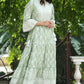 Juniper Women's Green Cambric Floral Printed Maxi Tiered Dress | Swadesiicart
