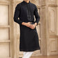 Raivat Ethnic Banarasi Art Silk Mirror Work Kurta Pajama In Black Colour | Swadesiicart