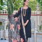 Partywear Designer Chanderi Black Stitched Suit With Dupatta - Tanisha | Swadesiicart
