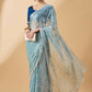 Blue Organza Sequence Embroidered Saree with Unstitched Blouse - Satya