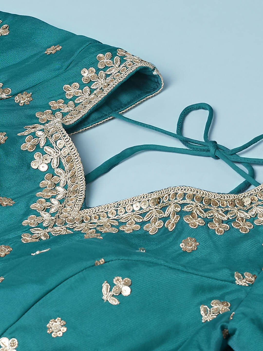 House of Panchhi Green Pure Georgette Sequins Embroidered Lehenga | Swadesiicart