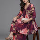 Ahalyaa Women Floral Printed Tunic with Sharara - Black Color | Swadesiicart