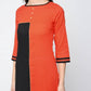 Aniyah Cotton Block Orange Straight Kurta (AN-124K) - Swadesiicart