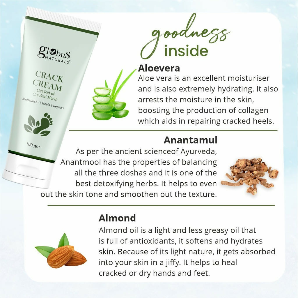 Globus Naturals Crack Cream for Dry & Cracked Heels & Feet | Swadesiicart