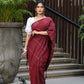 Beatitude Maroon Khadi Ghicha Stripes Saree