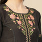 Black Embroidered Chinon Straight Kurta With Trouser & Dupatta - Salimar