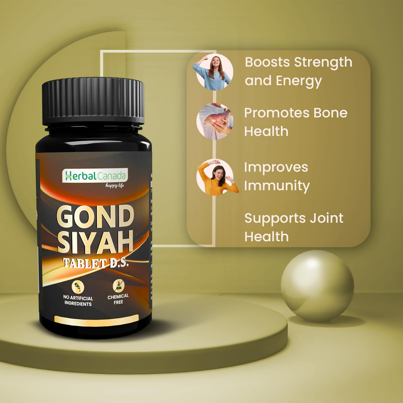 Herbal Canada Gond Siyah Tablets | Swadesiicart