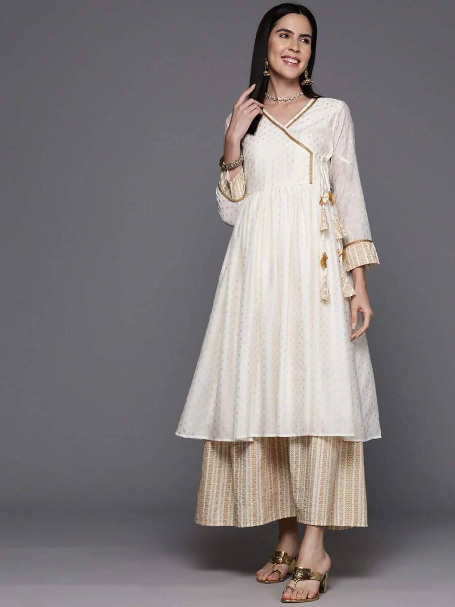 Ahalyaa Women's Traditional wear Ethnic Dress - Off White | Swadesiicart