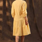Juniper Women's Yellow Cotton Slub Solid Embroidered Tiered Dress | Swadesiicart