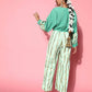 Ahalyaa Women Gorgeous Green Printed Once Upon a Sleeve Jumpsuit - Swadesiicart