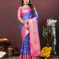 Lorenvalley Fashion Blue Cotton Woven Design Zari Meenakari Weaving Saree - Swadesiicart