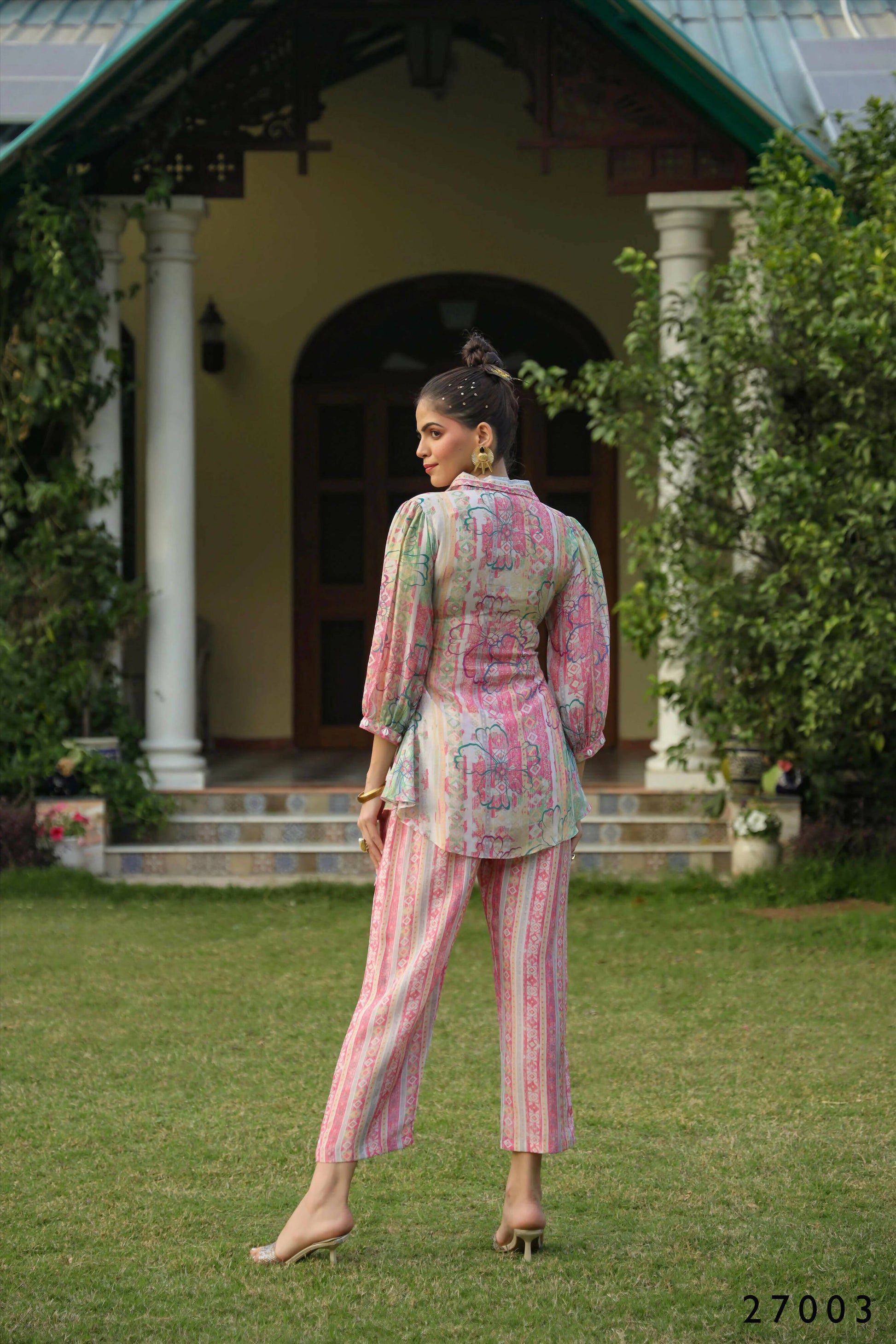 Women's Casual Fashionable Multi Mull Cotton co-ord set - Anya - Swadesiicart