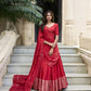 Lorenvalley Red Pure Chanderi Plain With Zari Weaving Work Border Lehenga Choli | Swadesiicart