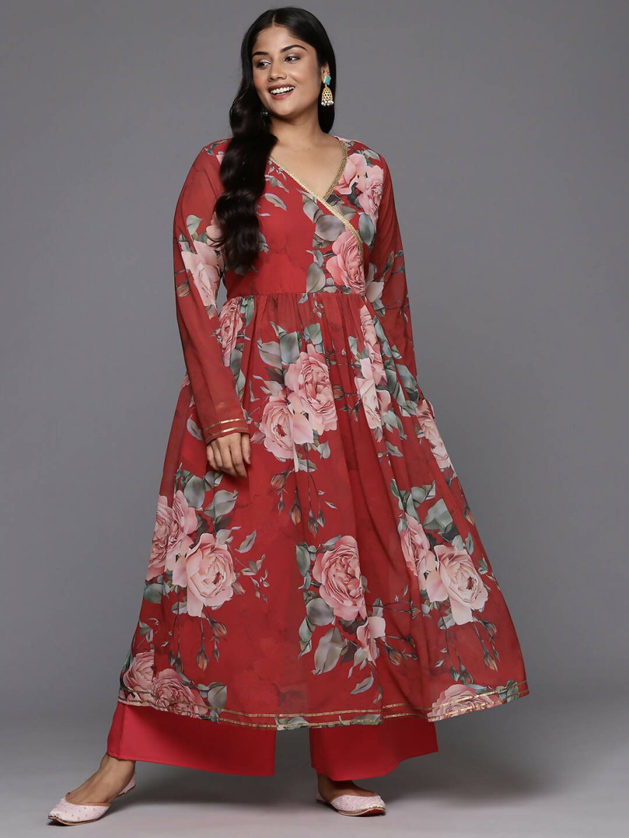 Ahalyaa Women's Traditional wear Kurta Set - Red | Swadesiicart
