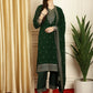 Jyoti Fashion Women's Green Georgette Resham Thread & Sequin Kurta with Trouser & Dupatta | Swadesiicart
