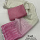 Pink Poly Chiffon Striped Saree with Unstitched Blouse - Hiral Fashion | Swadesiicart