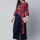 Ahalyaa Women's Navy Blue Rayon Wax Printed Kurta Palazzo Set | Swadesiicart