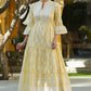 Juniper Women's Lemon Yellow Printed Teired Dress | Swadesiicart