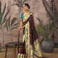 Vishnu Weaves Women's Maroon Paithani Silk Saree with Blouse - Swadesiicart