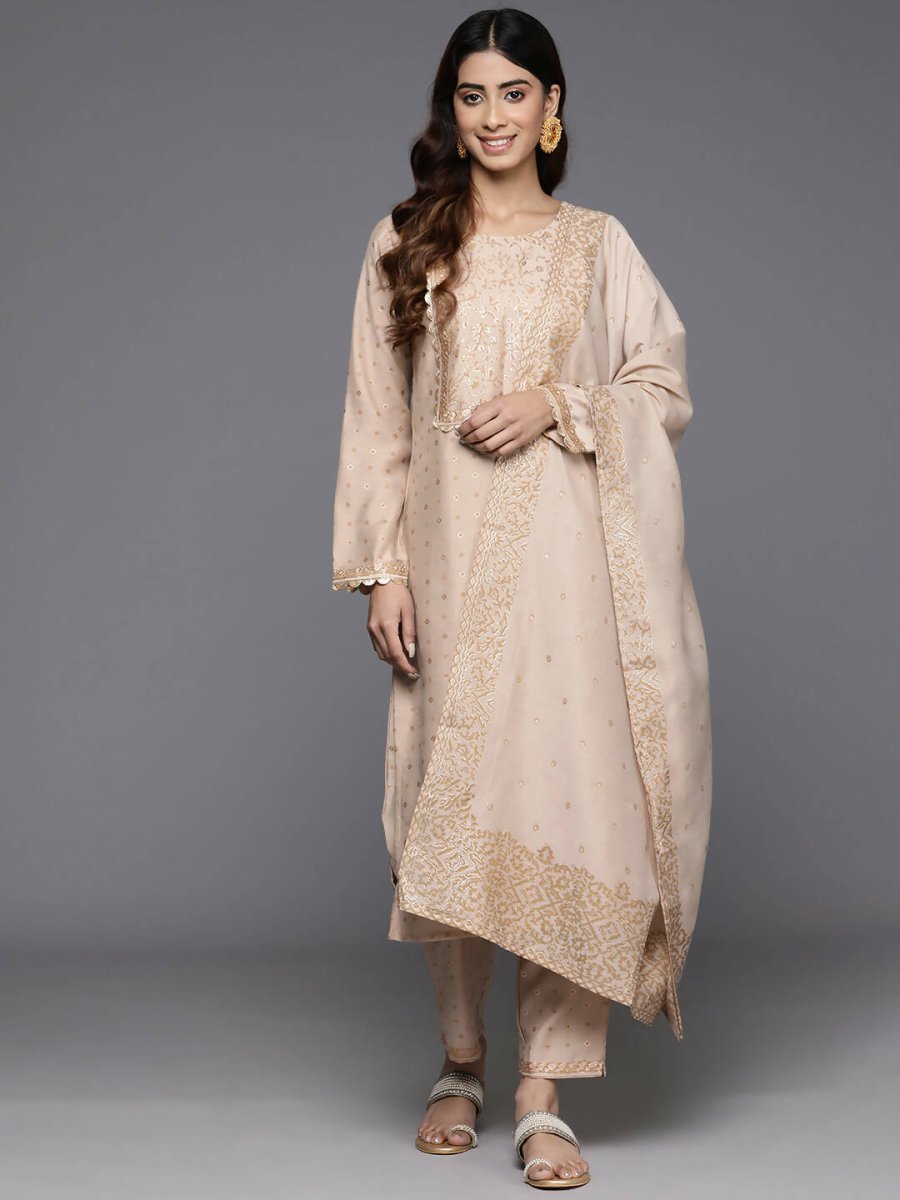 Ahalyaa Women's Traditional wear Kurta Set - Tan | Swadesiicart