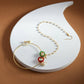 Gold-Polished White Red Stone-Studded Pearl Beaded Nosepin - Ruby Raang | Swadesiicart