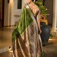 Vishnu Weaves Women's Mahendi Soft Tussar Silk Printed Saree with Blouse - Swadesiicart