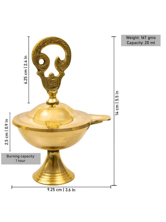 Spillbox Gold-Toned Brass Om Closed Diya Pooja Essential | Swadesiicart
