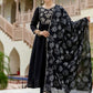 The52 Black Women's Beautiful Embroidered work Chinon Fabric with Flared Kurta, Pant and Dupatta Set - Swadesiicart